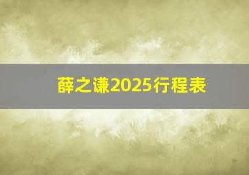 薛之谦2025行程表