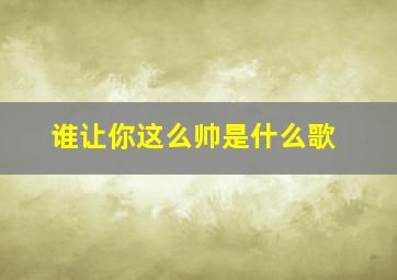 谁让你这么帅是什么歌