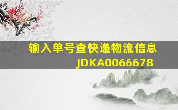 输入单号查快递物流信息JDKA0066678