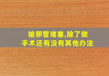 输卵管堵塞,除了做手术还有没有其他办法