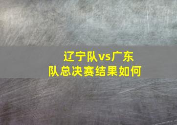 辽宁队vs广东队总决赛结果如何