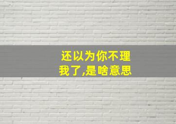 还以为你不理我了,是啥意思