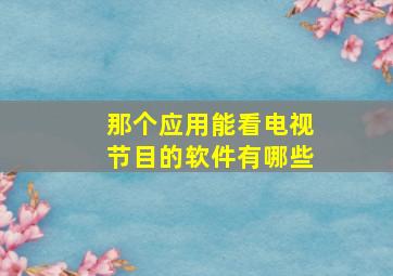 那个应用能看电视节目的软件有哪些