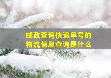 邮政查询快递单号的物流信息查询是什么