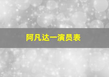 阿凡达一演员表