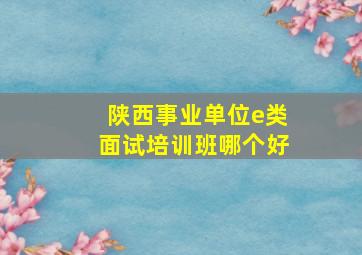 陕西事业单位e类面试培训班哪个好