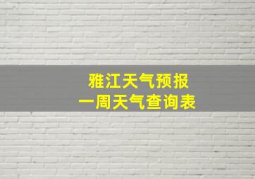 雅江天气预报一周天气查询表