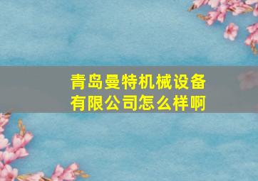 青岛曼特机械设备有限公司怎么样啊