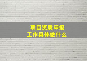 项目资质申报工作具体做什么