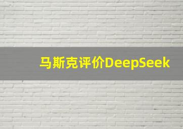 马斯克评价DeepSeek