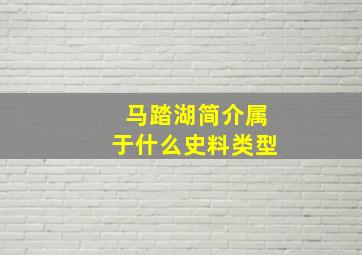 马踏湖简介属于什么史料类型