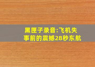 黑匣子录音:飞机失事前的震撼28秒东航